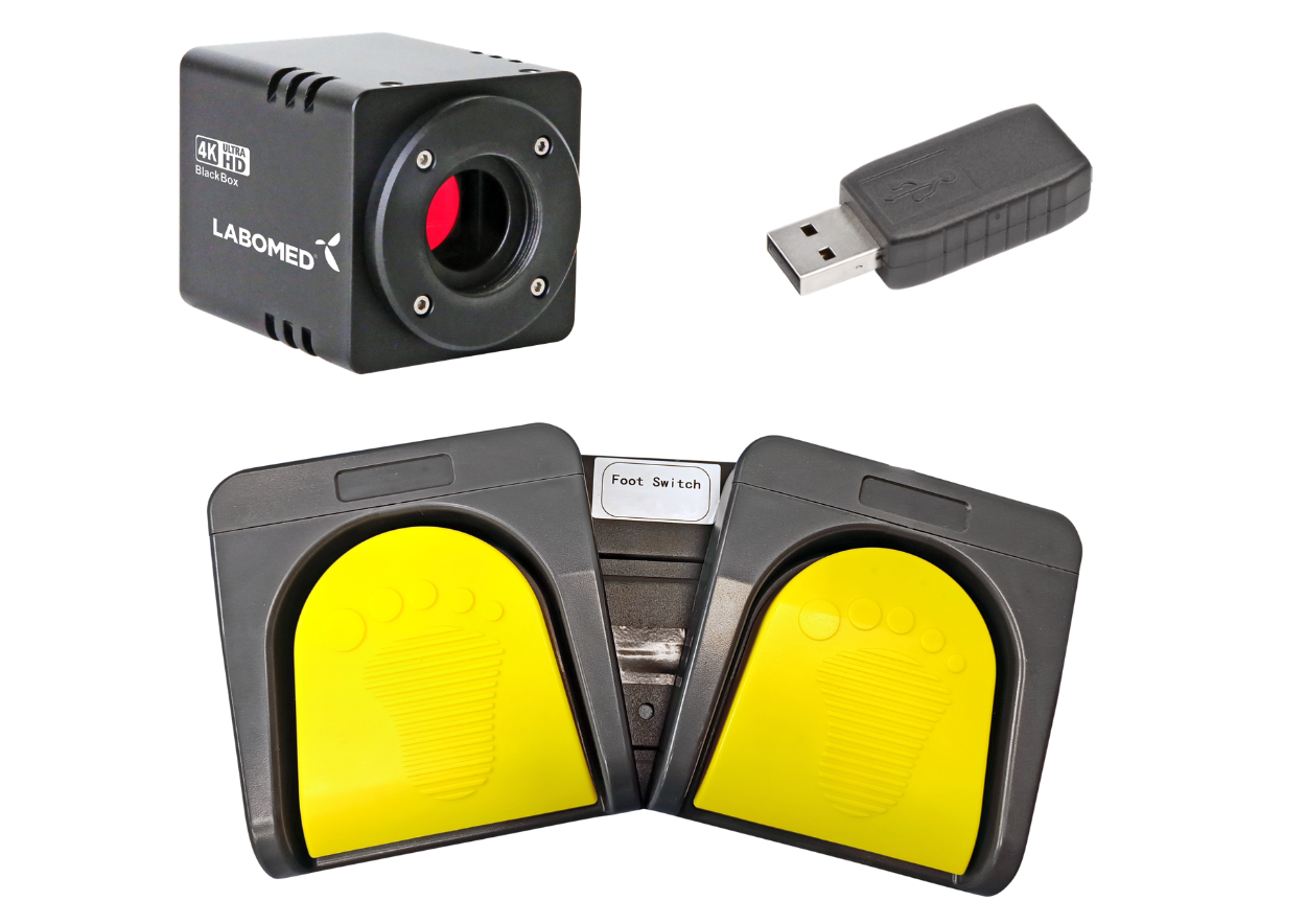 Labomed BlackBox 4K AutoFocus-camera met spraakbesturing-dongle en dubbele voetschakelaar